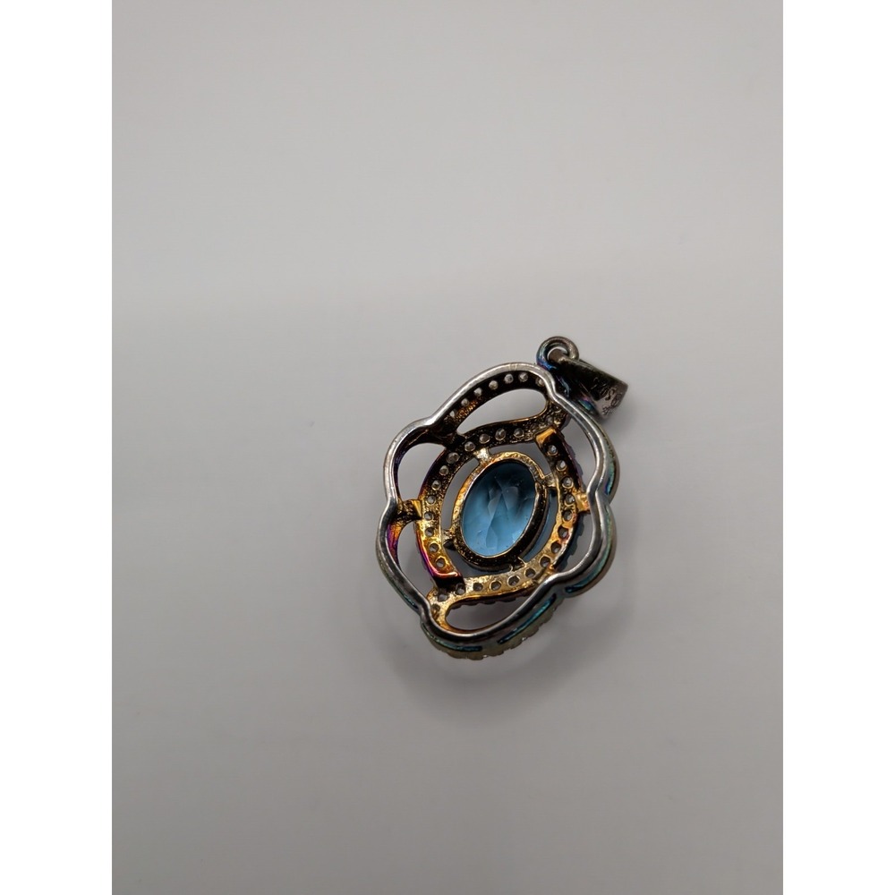 Natural Blue Topaz Sterling Silver Pendant‎ - Picture 3 of 4